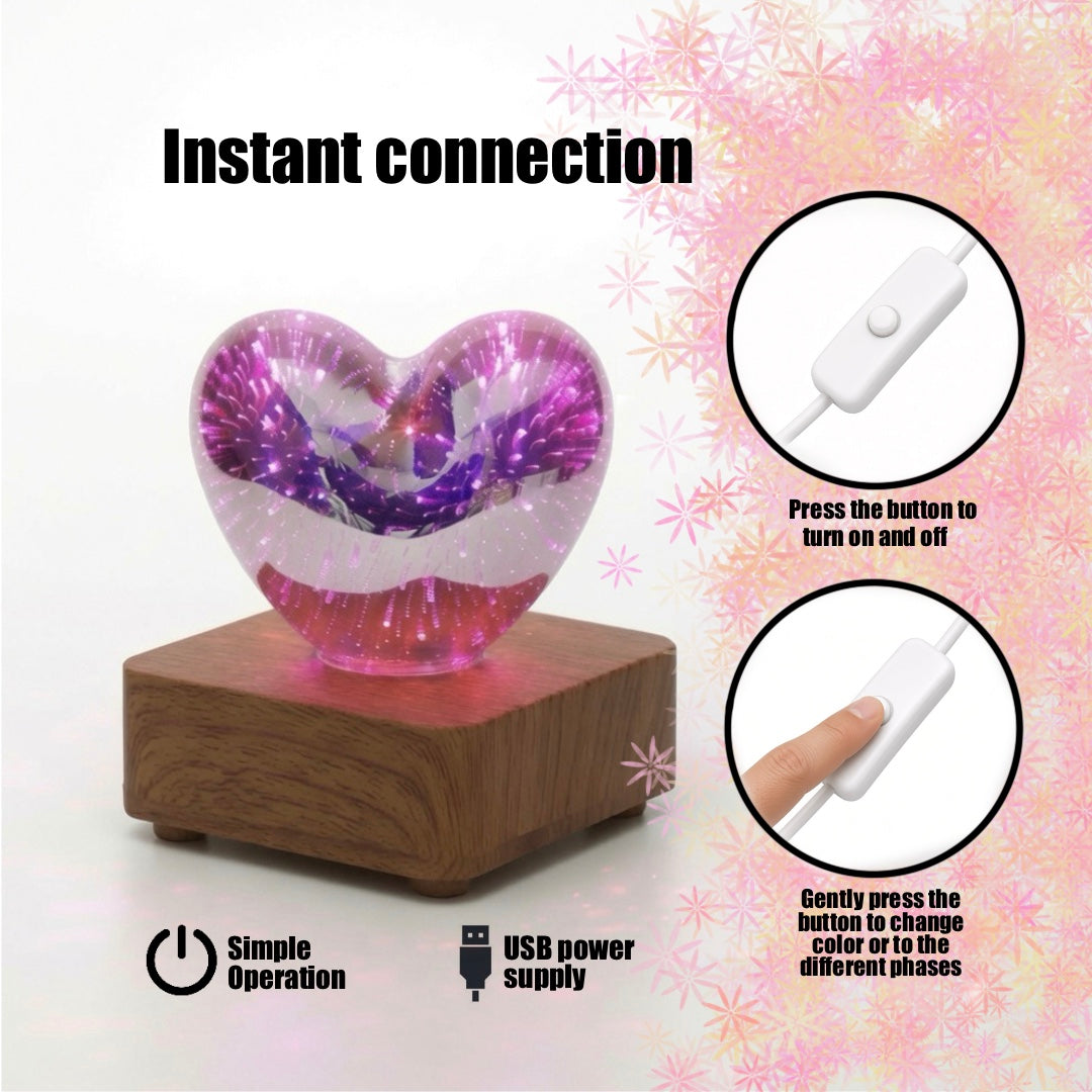 LED Glass Lamp with 3D Fireworks Effect