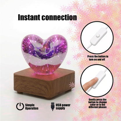 LED Glass Lamp with 3D Fireworks Effect