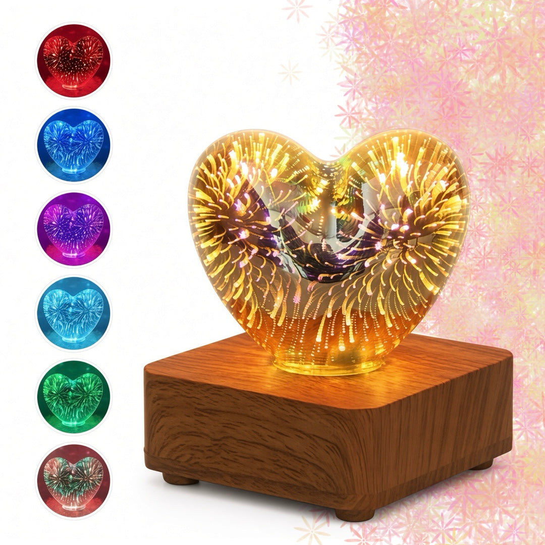 LED Glass Lamp with 3D Fireworks Effect